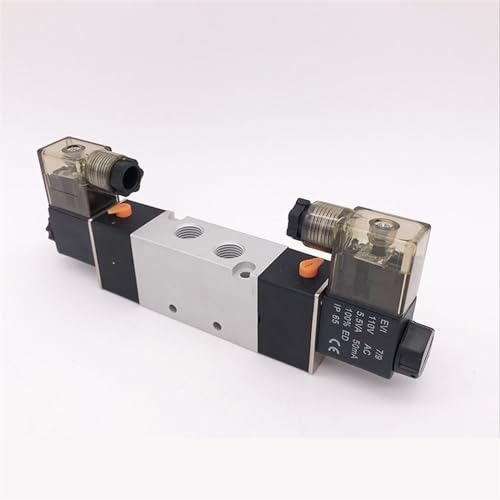 Pneumatisches Luftmagnetventil 4V420-15, zwei Spulen, 1/2 Zoll, 12 V DC, 5-Wege-Stecker for elektrisches Steuerventil, 1 Stück(Size:4V420-10,Color:AC110V)