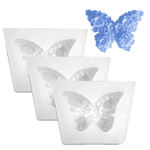 Calkrer 3 Set Silikon-Formen für Schmetterlinge: Butterfly-Gussformen, ideal für die Herstellung von Schmetterlingskeksen und Kerzen. Frühlingsdekorationen.