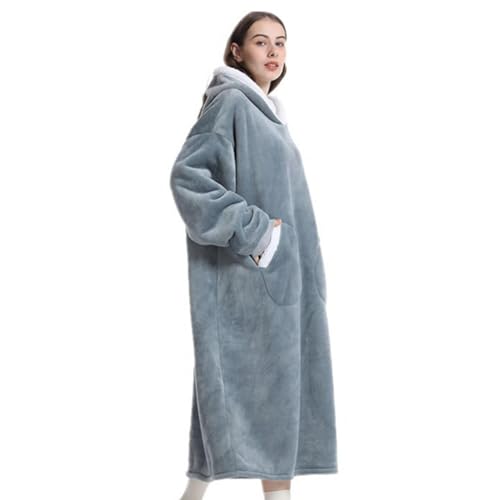 Oversized Wearable Blanket | Wearable Hoodie Blanket | Erwachsene Blanket Sweatshirt | Blanket With Sleeves, Cuddly Blanket Winter Indoor Clothing With Sleeves For Camping, Working, Light Gray,