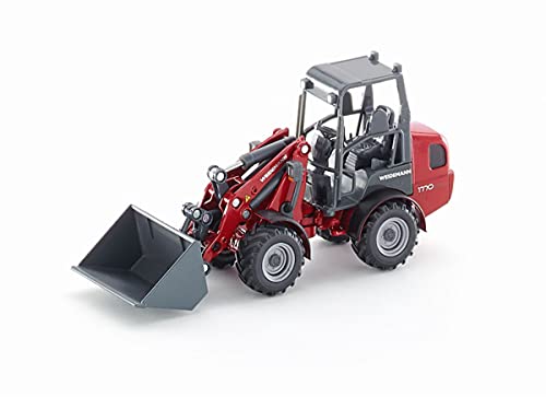 siku 3059, Weidemann Hoftrac Radlader, 1:32, Metall/Kunststoff, Rot, Beweglicher Ladearm und Schaufel