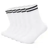 FALARY Tennissocken Herren 43-46 Socken Herren 43-46 Sportsocken Damen 6 Paar Herrensocken Crew Socken Unisex Socken Baumwollsocken Weiß