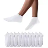 YouShow Sneaker Socken Herren Damen 10 Paar Kurze Halbsocken Quarter Baumwolle Unisex(43-46,Weiß)