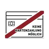 Aufkleber "Keine Kartenzahlung möglich" - 10,5 x 15,0 cm - PVC-Folie - Verbotssymbolik - Cash only - Nur Bargeld - Zum Vekleben - Hinweisschild