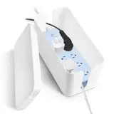 Kabelmanagementbox, Aufbewahrungsbox für Kabel mit Bambusdeckel, Aufbewahrungsbox aus Draht zum Verstecken