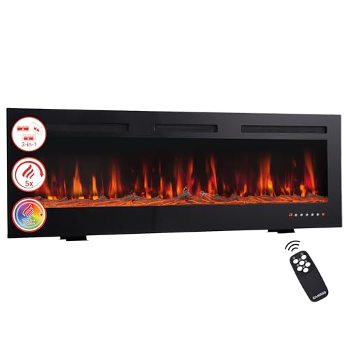 KAMINIO Elektrokamin MARLON - Elektrischer 3-in-1 Kamin mit Heizung, 3D-Flammeneffekt, 12 Flammenfarben, Fernbedienung (42 Zoll)