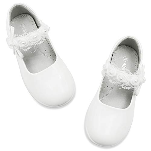 Apawwa MäDchen Mary Jane Flats Schuhe MäDchen Schulschuhe Festliche Schuhe MäDchen Ballerina Schuhe MäDchen MC15 Color White Size 31