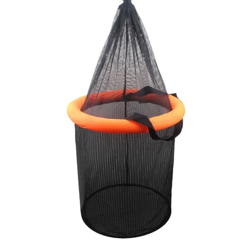 Fish Basketballnetz für Fische, faltbar, mit Kordelzug, Mesh Trap, 33,78 x 40,6 cm, kompakter Köderhalter, ideal für Bleistiftfische, Catfish, Riverbank Ponds und Outdoor Fishing Trips