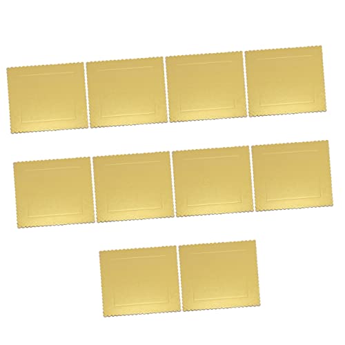 Zerodeko 10Stücke Robuste Quadratische Kuchenunterlagen aus Karton Goldene Tortenträger für Kuchenverkauf Geburtstagsfeiern Hochzeiten Desserts Wiederverwendbar Leicht