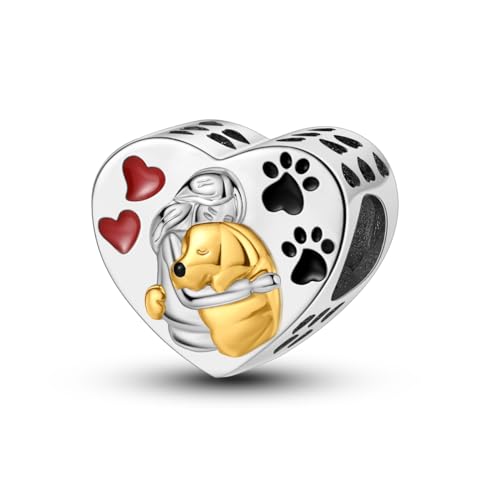 NARMO 925 Sterling Silber Charms Haustier Hunde Herz Charm Perlen für Pandora Armbänder