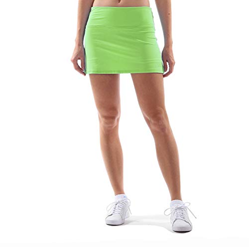 Sportkind Mädchen & Damen Tennis, Hockey, Golf Basic Skort, Rock mit Innenhose, atmungsaktiv, UV-Schutz, hellgrün, Gr. 146