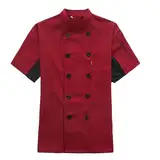 Personalisierte Kochjacke Uniform Herren Bäckerjacke Küchen Koch Jacke Kochhemd Restaurant Hotel Cafe Chef Kostüm Atmungsaktiv Arbeitsuniform Shirt für Männer Kochkleidung mit Knöpfen
