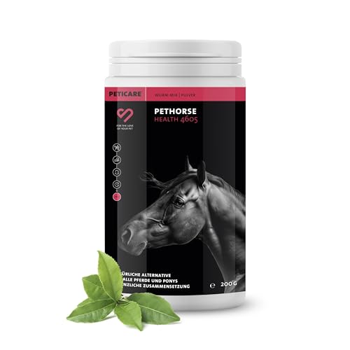 Peticare Wurm-Mix Pulver für Pferde | Natürliche Alternative, sekundierend zur Wurmkur & Wurmbefall | Für Pferde & Ponys | Pflanzliche Inhaltsstoffe mit Wurm-Kraut, Wermut | petHorse Health 4605