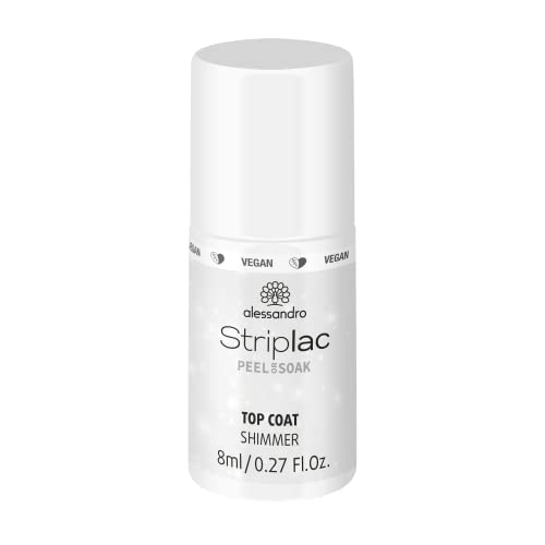 alessandro Striplac Top Coat Shimmer - UV-Überlack für ein schimmerndes Finish & brillianten Glanz – Schnelltrocknend und schützend – Vegan und tierversuchsfrei – 8 ml