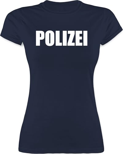 Shirt Damen - Karneval & Fasching - Polizei I Polizeiuniform I Polizist I Polizeikostüm I SEK Polizistin I Police I SWAT - L - Navy Blau - polizeishirt Faschings Tshirt Karnevals Beruf t-Shirt