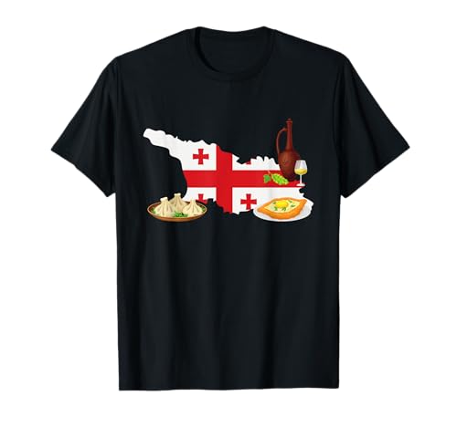 Georgien-Flagge mit traditionellem georgischen Essen T-Shirt