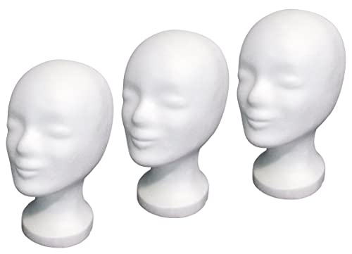 3 x FP Styroporkopf Standard ML - Marken-Qualität aus deutscher Herstellung - von deutschem Friseurbedarf-Fachhändler! (weiss)