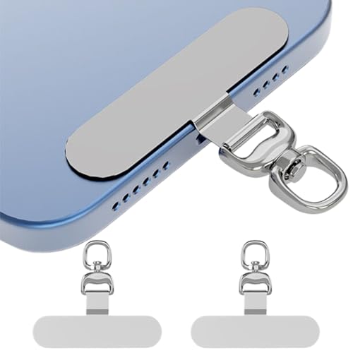 2 Stück Handykette Universalpads, 360° Rotierbar Edelstahl Multifunktionales Handy-Lanyard-Patch, Universelle Handykette, Telefon-Patch für die meisten Smartphones