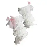 NOLOWY Handgefertigte gehäkelte Beinstulpen mit Spitze und Schleife für kleine Mädchen, lässige Socken, atmungsaktiv, warme Leggings, süße Beinbedeckungen