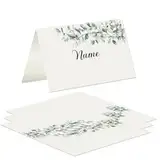 20x Tischkarte Namenskarte 8,5x5,5cm vorgefalzt zum Beschriften für Hochzeit Kommunion Taufe Familienfeier Tischdekoration Tischkärtchen (Floral elegant)