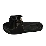 Damen Madchen Mary Jane mit Bögen Hausschuhe Casual Shoes Pumps Sommer Latschen Badeschuhe Strand Slippers Sommerschuhe Schlappen Strandschuhe Zehentrenner (schwarz, 38)