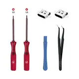 Mcbazel Lot 2 Switch Ladebuchse Stecker, Typ-C Ladeport Stecker Ersatz mit Reparatur Werkzeuge Kit für NS Switch Konsole