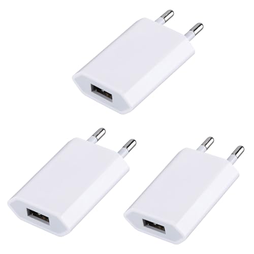 3er-Pack USB Netzteil Stecker 5V-1A - Ladegerät - Netzstecker Steckdosenadapter Ladestecker für Handy, smartwatch, Écouteurs,Jouets,Lecteur électronique