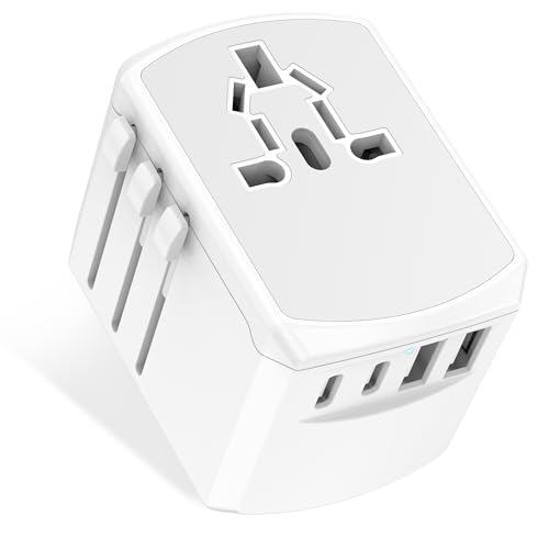 Reiseadapter Weltweit Reisestecker Universal Adapter -Travel Steckdose Worldwide mit 2 Typ C 2 USB A und 1AC Stecker Internationaler Deutschland zu USA UK Japan Thailand Australien Yioihnm