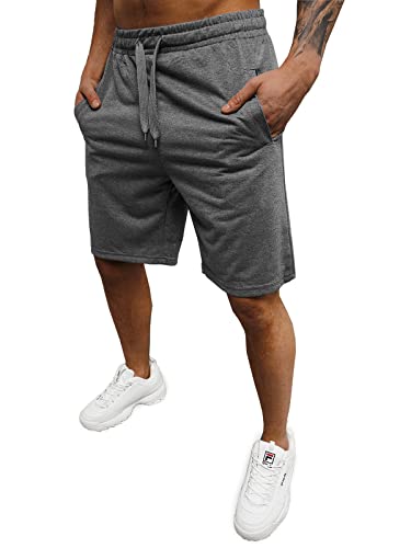 OZONEE Herren Sporthose Kurz Shorts Sweatpants Trainingshose Kurze Hose Bermuda Sportshorts Jogginghose Freizeithose Sweatshorts Herrenhose Sport JS/8K100Z/5 DUNKELGRAU 2XL