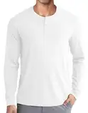 COOFANDY Langarmshirts Für Herren Henley Shirt Langärmelig Henley-Hemd Casual Unterhemden Mit Rundhalsausschnitt Longshirt Pullover Weiß XL