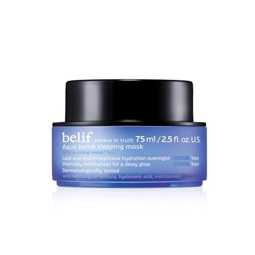 Belif Aqua Bomb Sleeping Mask 75ml I Beruhigende Gesichtsmaske für trockene Haut I Sanfte Feuchtigkeitspflege