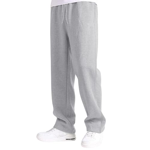 Graue Jogginghose Herren, Baggy Jogginghose Herren, Activewear Für Herren, Jogginghose Herren Baumwolle Freizeithose Sporthose Lang Sweathose Grau, Open Leg Jogger, Sport Hose, Gym Hose Herren