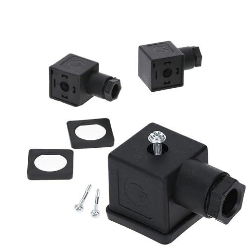 Kalitec 3 Stück Ventilstecker 3 polig schwarz Form A I Kontaktfläche 27 x 27 mm² I PG9 I Kontakttrennung 18 mm I Schutz IP 65 I Ventil Steckverbinder für Magnetventil I Würfelstecker 2-polig+PE