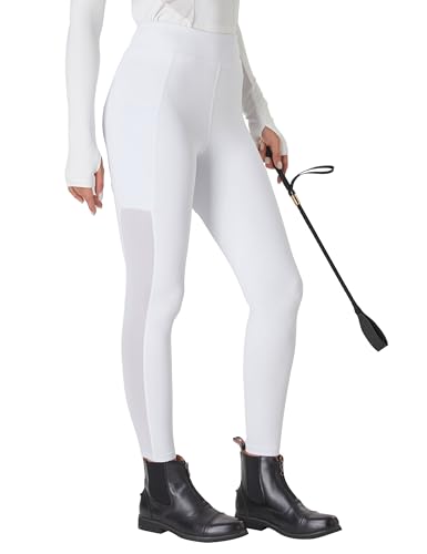 FitsT4 Sports Damen Reithose Mädchen Reitleggings mit Rutschfesten Silikonknien und Seitentaschen, Atmungsaktiv und Elastisch Für Reitschule und Radfahren im Frühling Sommer