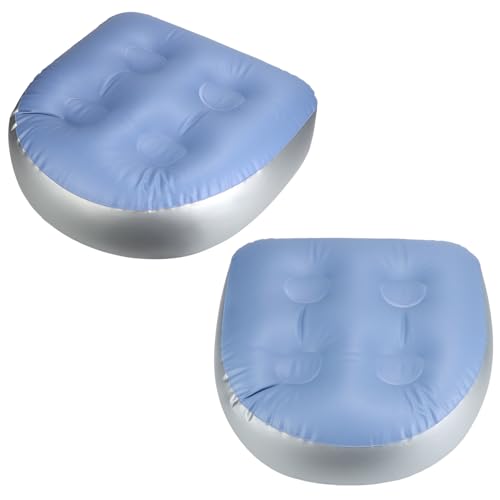 QWORK® 2 Stück Aufblasbares Sitzkissen, Whirlpool Sitzkissen Unterwasser, Aufblasbare Sitzerhöhung mit 4 Saugnäpfen