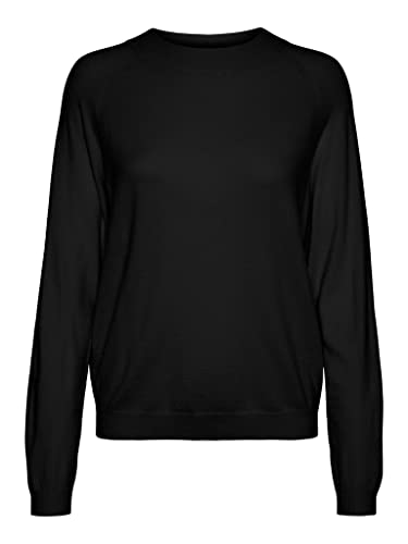 VERO MODA VMHAPPINESS LS Raglan O-Neck Blouse Boo (as3, Alpha, s, Regular, Regular, Black, S)