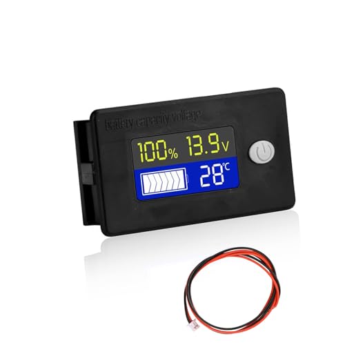 diymore Batteriekapazität Spannung Messgerät mit Interner Temperatursensor -19~80℃, Batterieanzeige 12V 24V 36V 48V 60V 72V 84V Blei Säure Batterie Lithium Batterieanzeige Meter