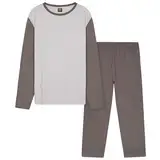 CityComfort Warme Schlafanzug Herren Lang, 2-Teiliges Pyjama Set - Geschenke für Herren Teenager (Dunkelgrau/Creme, 3XL)