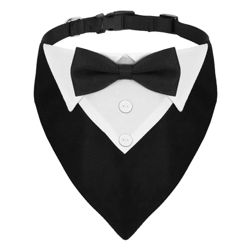 Formales Hunde-Smoking-Bandana, Hund Smoking Bandana Halsband, Hund Tuxedo Baumwolle Bandana Hundehalsband, Formale Hochzeit Party Hundehalstuch, Verstellbar Krawatte Haustier Anzug Fliege Bandana, L