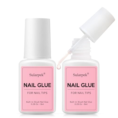 Sularpek Nagelkleber, 2 Stück 8g Nagelkleber Für Kunstnägel, Extra Stark Tipkleber, Kleber für Press on Nageltips, Nail Glue Für Eingerissene Nägel, für Kunstnägel, Falsche, Naturnägel, Strasssteine