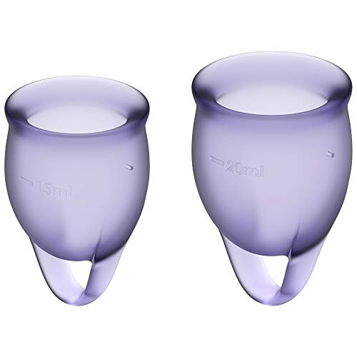 Satisfyer, Menstruationstasse, 'Feel Confident - Menstrual Cup Set', 2 Stück, 15 & 20 ml, wiederverwendbar, nachhaltig, einfache Reinigung, Farbe:flieder