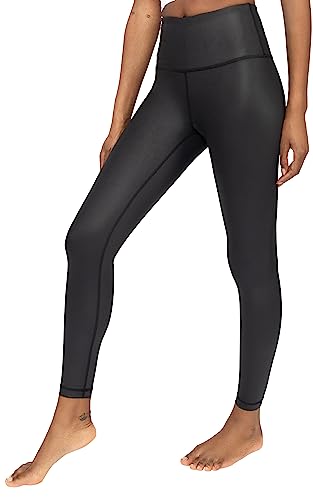 90 Degree By Reflex Damen-Leggings mit hoher Taille, Hochglanz-Kunstleder, Schwarz, S