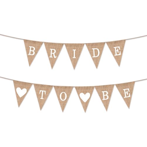 Bride To Be Girlande Deko, JGA Deko Frauen Jute Boho Banner, Bride To Be Wimpelkette JGA Accessoires für Braut Party Hochzeit