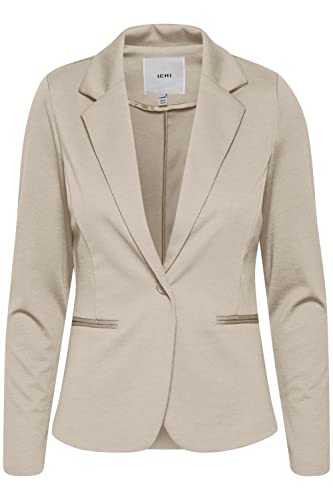 ICHI IHKATE BL Damen Blazer Kurzblazer Jacke Ein-Knopf-Blazer mit Stretch und Reverskragen, Größe:M, Farbe:Doeskin (151308)