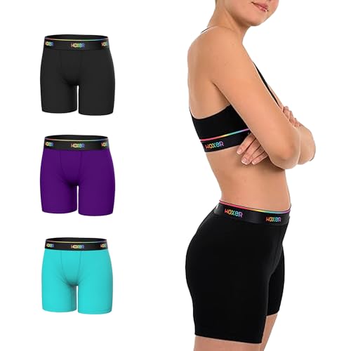 Woxer Damen-Boxershorts, 12,7 cm, hohe Taille, 3 Stück 'Proudly Pride', L, Multicolored