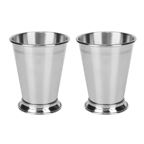 2 Stück 400 ml Mint-Julep-Becher, 14 Unzen, silberne Cocktailgläser aus Edelstahl, Moskau-Mule-Becher, Mint-Julep-Gläser, Metallweingläser, Cocktailbecher, Mixgetränkeglas für Zuhause, Party, Bar