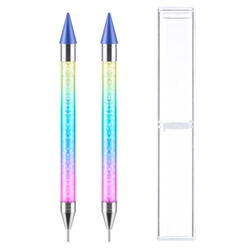 Diamond Painting Wachsstift 2 Stück Selbstklebend Diamond Painting Zubehör Stift Strass Dotting Werkzeug Stift doppelköpfiger Nagel Strass-Wachsblock Picker Werkzeug Nagelkunst Diamant Malerei DIY