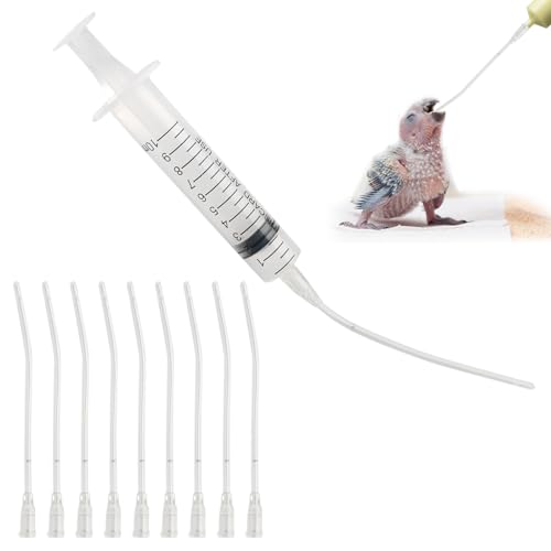 10 Stück Jungvögel Füttern Schlauch, Enthält eine 10-ml-Spritze, Tauben Zubehör, Feeder Futter, Handfütterungswerkzeug für Baby Vögel und Papageien, Milch, Wasser, Medikamente, Einfach zu Reinigen