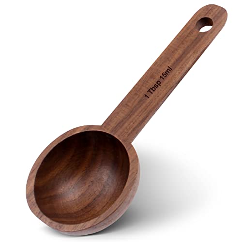 Kaffeelöffel aus Holz in Walnuss, zum Messen von Kaffeebohnen, gemahlenen Bohnen oder Tee, Küchenzubehör für zu Hause, Kaffeeportionierer für gemahlenen Kaffee (Schwarze Walnuss)1 TBsp,15ml