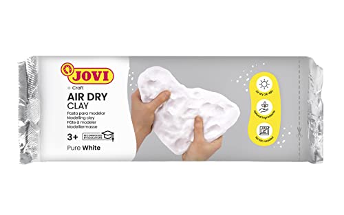 Jovi Air Dry Modelliermasse, gebrauchsfertig, lufttrocknend, auf Basis von Feuchtton, 1 kg in weiß