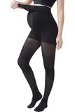ZUMIY Damen Umstandsstrumpfhose 80D, Weiche Bauchstütze, Dehnbar,Strumpfhose Schwangerschaft, Blickdicht, Breites Taillenband, Volle Füße |S, M, L, XL| (S, Schwarz)